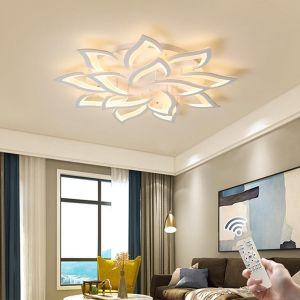 Plafonnier Led Dimmable,Plafonnier 14 P&eacute;tale En Forme De Fleur,Plafonnier Moderne Avec T&eacute;l&eacute;commande,Lampe Acrylique Blanche Pour Salon Chambre - Neuf