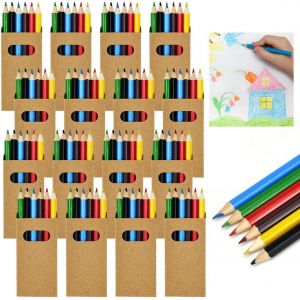 120 Pcs Mini Crayons De Couleur 8,7 Cm, Crayon Bois 6 Couleurs, Petit Crayon Coloriage Professionnel, Crayons Couleur Artiste Color&eacute;, Pour Dessin Coloriage Croquis Artiste, 20 Bo&icirc;tes - Neuf