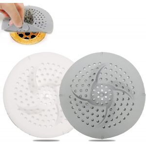 Lot de 2 grilles de vidange en silicone pour lavabo et douche, r&eacute;cup&eacute;rateurs de cheveux - Neuf