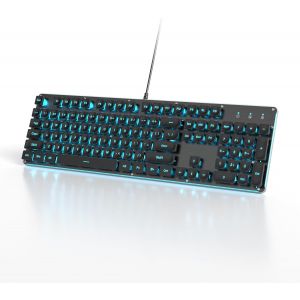 LETNERNY-Clavier Membrane, Clavier De Machine À Écrire Rétroéclairé, 104 Touches, Filaire Clavier Bureau Pleine Taille, Panneau Métallique, Câble Usb Pour Ordinateur De Bureau(Américain Qwerty) - Neuf