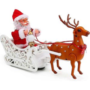 No&euml;l Santa Claus D&eacute;coration - Elk du p&egrave;re No&euml;l avec de la Musique et la LED de la Lumi&egrave;re &Eacute;lectrique Elk Tirant le p&egrave;re No&euml;l en Tra&icirc;neau Jouet Ornement de No&euml;l - Neuf