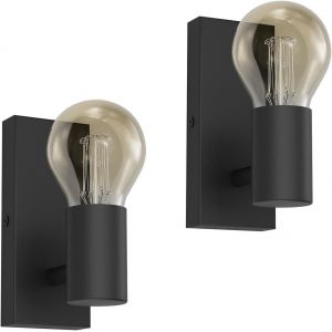 2 Pack Applique Murale E27 Vintage Industrielle, Lampe Murale Orientable R&eacute;tro En M&eacute;tal, &Eacute;clairage Mural Pour Escalier Couloir Chambre Salon Cuisine, Noir, Ampoule Non Incluse - Neuf