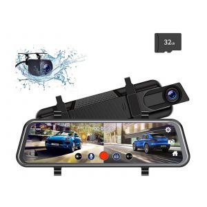 Cam&eacute;ra embarqu&eacute;e double 10 pouces 1080p avec carte m&eacute;moire 32 Go et cam&eacute;ra de recul - Neuf