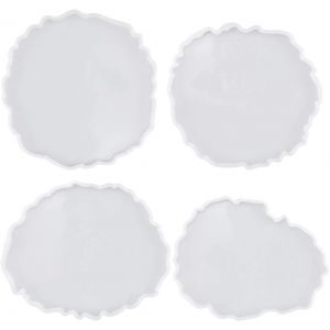 Pack De 4 Moulle Silicone Resine Epoxy,R&eacute;sine Moules Diy Effacer Silicone R&eacute;sine &Eacute;poxy,Moules B&eacute;ton Pl&acirc;tre Artisanat Plateau Art Pour Coaster,Plateau,Savon,Beton Decoratif - Neuf