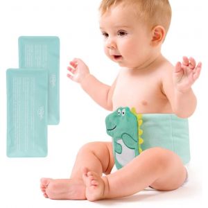 Bouillotte Bebe Remplie Avec De Gel Ceinture Bouillotte Bebe Colique, Ceinture Ajustable, Thermothérapie Pour Baby Douleurs Abdominales, Crampes, Flatulences, Apaiser Bébé, Dinosaure Vert - Neuf