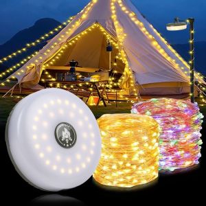 Cheng-Guirlande Lumineuse Camping, 8 Modes D'&eacute;clairage, Cha&icirc;ne De Lumi&egrave;res De Camping, Chargement Usb, 10m Guirlande Lumineuse Portable Et &Eacute;tanche Pour L'ext&eacute;rieur Pour Camping,Jardin,No&euml;l - Neuf