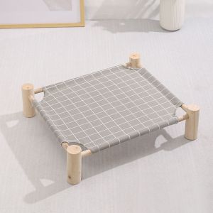 1 Ensemble (Carré) De Lit Pour Animal De Compagnie En Toile De Bois Massif, Lit Pour Chien, Lit Pour Chat, Hamac Quadrangulaire Pour Animal De Compagnie, Lit En Bois Lavable Et Détachable - Neuf