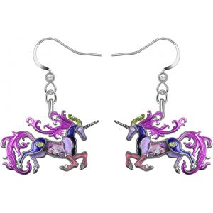 Kal-Boucles D'oreilles Licorne En Émail Fantaisie Cheval Bijoux Pendants Alliage De Zinc Licorne Cadeaux Pour Femme Fille Party Favors Charms - Neuf