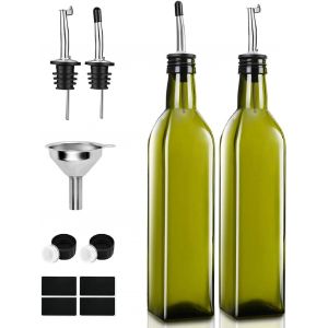BHHBB-Bouteille de Distributeur d'huile d'olive Vert 2PCS 500ml avec Bec Distributeur de vinaigre d'huile de Cuisson avec Entonnoir pour Cuisine Grill salades de pâtes et Cuisson - Neuf