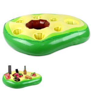 Porte-gobelets gonflable &agrave; 8 trous pour piscine - Plateau flottant vert en PVC durable pour boissons et collations - Neuf