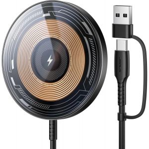 Chargeur Mag-Safe 15w Rapide Chargeur Magn&eacute;tique Sans Fil Compatible Pour Chargeur Magsafe Iphone 16/16 Pro/16 Pro Max/16 Plus/Iphone 15/15 Pro/15 Pro Max/Iphone 14 13 Airpods Pro Transparent - Neuf