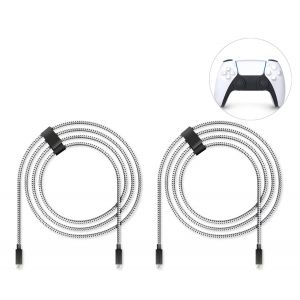 pour PS5 4m 2x c&acirc;bles de charge rapide pour Sony PlayStation 5 | C&acirc;ble de la manette Ps5 pour manette Dualsense | C&acirc;ble de chargeur type c PS 5 avec gaine en nylon (protection anti-torsion) - Neuf
