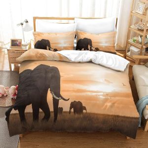 Housse De Couette Motif Imprim&iquest;&iquest; Elephant D ,En Parure De Lit Avec Housse De Couette Et Taies D'oreiller,Fermeture &iquest;&iquest;Clair,Doux Microfibre Hypoallerg&iquest;&iquest;Niquesingle&pound;&iquest;Xcm&pound;&copy; - Neuf