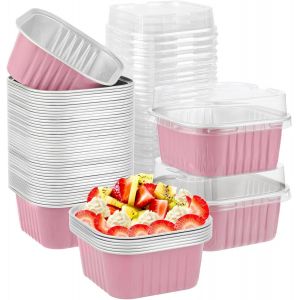 Loranka-50 Pi&egrave;ces Mini Moule &Agrave; Muffins,Moules &Agrave; G&acirc;teaux,150ml Plats De Cuisson Carr&eacute;s En Papier D'aluminium Petites Bo&icirc;tes &Agrave; Pain Pour G&acirc;teaux, Cupcakes, Muffins, Cheesecakes, Desserts - Neuf