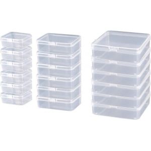 Lbgwp60-18 Pcs Transparent Mini Boîte De Rangement, Taille Mixte Plastique Conteneurs De Stockage Bijoux Organisateur Boîte Avec Couvercles Flip-Up Pour Carte, Jewerlry - Neuf