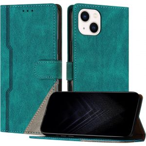 Kal-Étui Pour Iphone 14 Plus (6,7 Pouce), Housse En Cuir Pu Avec [Protection Antichoc Tpu] [Fonction Support] [Porte-Cartes ] Antichoc Magnétique Coque Pour Iphone 14 Plus - Vert - Neuf