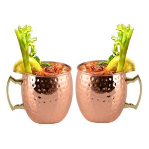 Mugs Moscow Mule En Acier Inoxydable Finition Cuivre - Lot De 2 - Neuf