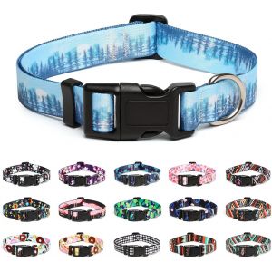 Eryi-Collier Pour Chien, Collier Classique En Nylon Réglable, Fleur, Océan, Forêt, Tribal Design, Tournesol, Flora, Léopard, Pour Petits, Moyens Et Grands Chiens (S, Forêt) - Neuf