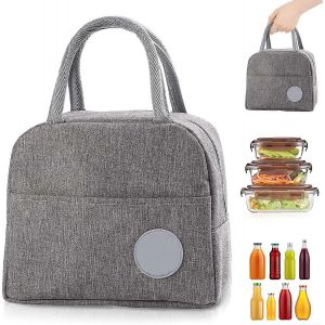 Sac &agrave; lunch,sac de pique-,sac isotherme,petit sac &agrave; lunch,sac isotherme,mini sac isotherme pour le travail,l'&eacute;cole et en d&eacute;placement,courts voyages,(gris) - Neuf