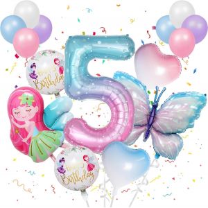 Ballon Papillon Anniversaire 5 Ans Decoration Anniversaire Fille Kit Ballon Anniversaire Papillon Fille Ballons En Aluminium Papillon Rose Dégradé Fournitures De Fête D'anniversaire Sur Le Thème Des - Neuf