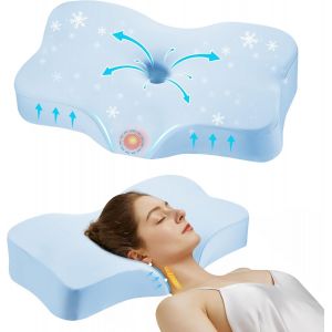 Trahoo-Oreiller En Mousse À Mémoire De Forme Amélioré Pour Le Cou Et Les Épaules, Coussin Ergonomique De Soutien De La Tête, Du Cou Pour Les Personnes Dormant Sur Le Côté, Le Dos, Le Ventre Avec Taie - Neuf