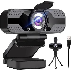 Webcam Full Hd 1080P Avec Deux Microphones,Upgraded Autofocus, 30Fps,Avec Réduction Du Bruit,Avec Privacy Shutter,Webcam Usb Plug And Play Pour Vidéoconférence/Appels En Ligne/Streaming En - Neuf
