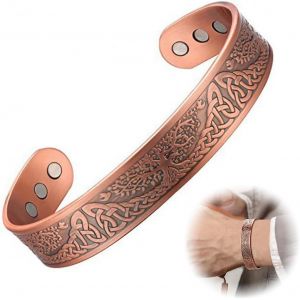 Kal-Bracelet Magn&eacute;tique En Cuivre Pour Homme Et Femme -Manchette Arbre De Vie Avec 6 Aimants -Bijou D'&eacute;nergie Ajustable - Neuf