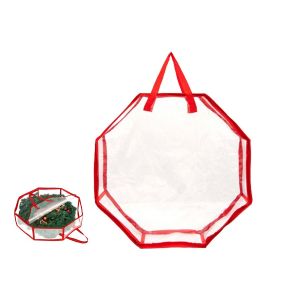 Sac de rangement transparent de 76 cm pour couronne de No&euml;l, avec fermeture &eacute;clair et poign&eacute;es, id&eacute;al pour les d&eacute;corations de f&ecirc;tes. - Neuf