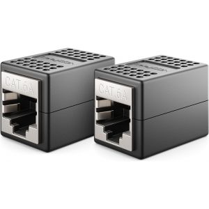 KAL-2 Pièces Rj45 Coupleur (10 Gbit/S) - Extension Câble Réseau Adaptateur Ethernet - Connecteur Compatible Cat8, Cat7, Cat6, Cat5 - Lan Dsl Poe 2X Rj45 Femelle - Noir - Neuf