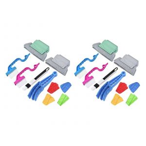 Ensemble de brosses de nettoyage pour rainures de fen&ecirc;tres avec pelle et chiffons de rechange - Neuf