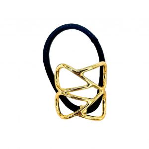 Décor En Métal, Cravate Queue De Cheval, Manchette De Cheveux, Bandeau Élastique Pour Femmes, Design Géométrique, Corde De Cheveux Noire, Accessoires Pour Cheveux-Doré E - Neuf