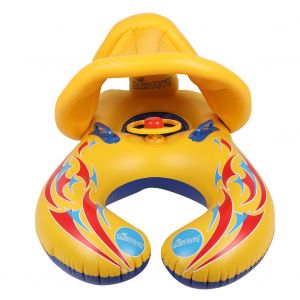 Bouee De Natation Gonflable Flottante Double Parent-Enfant Avec Pare-Soleil Amovible Bouee De Natation Mere-Enfant - Neuf