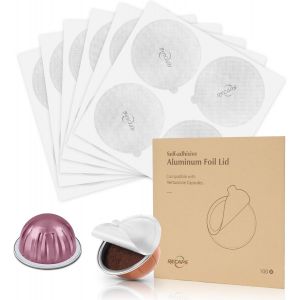 KAL-Lot De 120 Couvercles Foli En Aluminium Pour Capsules Réutilisables, Joints En Feuille De Café, Compatibles Avec Les Capsules Nespresso Vertuo, 62 Mm - Neuf