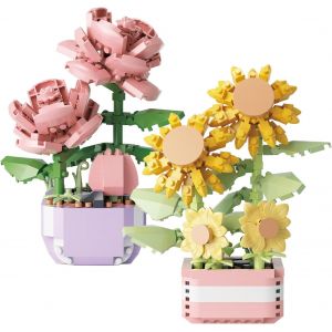 KALANKA-2 Pièces Mini Fleurs Blocs de Construction de Plantes Succulentes 367 Pcs +317 Pcs Construction Fleur Bonsaï Kit Construction Bouquet Fleurs pour DIY Activité Manuelle(Tournesols + Roses) - Neuf