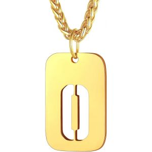 Kal-Collier Plaque Initiale En Acier Inoxydable Pour Homme, Chaîne Pendentif Dog Tag Avec L'alphabet Creux - Neuf