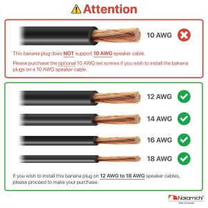 TIANYI-Fiche banane plaquée or 24K 12 AWG - 18 AWG Calibre 4 mm pour haut-parleurs Amplificateur Hi-Fi Récepteur AV Stéréo Home Cinéma Audio Fil Câble Connecteur à vis 2 pièces (1 paire) - Neuf