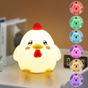 Forme Kuku Poussins Veilleuse Enfant,16 Couleurs 1200 Mah Rechargeable,Usb Lumière Chaude Dimmable Télécommande Silicone Lampe De Chevet Tactile Pour Enfants Veilleuse Fille Bébé Chambre Cadeaux - Neuf