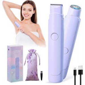 Oayew-Rasoir Electrique Femme, &Eacute;tanche Ipx7 Tondeuse Intime Femme 2 En 1 Rasoir &Eacute;letctrique Rechargeable Tondeuse De Bikini Avec Sac De Transport Pour Visage Aisselles Jambes Bras Corps - Neuf