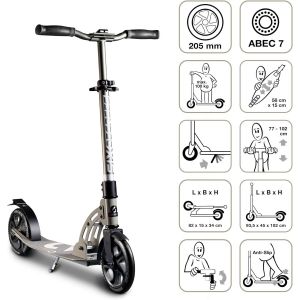 Six Degrees Trottinette Aluminium 205 Mm Gris - Neuf