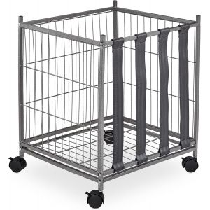 Acdsgd-Chariot &Agrave; Ballons, En M&eacute;tal, Avec 4 Roulettes, 60 X 50 X 45 Cm, Sports Collectifs Et Individuels, Gris - Neuf