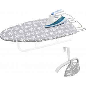 MEVRONISSHOP-Planche &agrave; repasser de table avec pieds pliants, petite planche &agrave; repasser portable avec housse de rembourrage en coton tr&egrave;s &eacute;pais et robuste, mini planche &agrave; repasser pour dortoirs, buand - Neuf