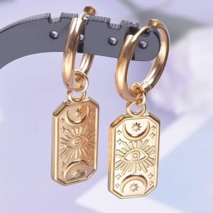 S1158-G - Boucles D'oreilles Punk Croix Épée Pendentif,Cerceaux En Acier Inoxydable Pour Femmes Et Hommes,Accessoires Non Ternissants,Bijoux Vintage,Cadeau Arete - Neuf