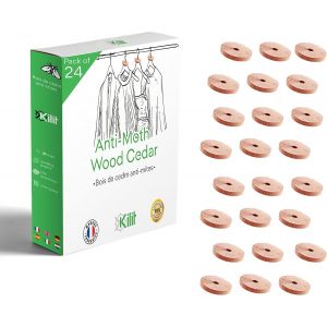 KALANKA-Pack de 24 Anneaux en Bois de Cèdre | Anti Mites Textiles pour les Familles | Protection Anti Mites et Antimites Vêtements Puissant | Parfait pour Garder Vos Textiles Intacts - Neuf