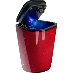 2024 Mini poubelle de voiture avec couvercle,tasse de poubelle automobile bling,joli porte-monnaie pour voiture (rouge) - Neuf