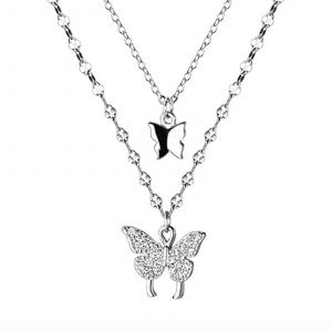Collier &Agrave; Maillons Papillon Pour Femme, Pendentif En Argent 925 Hypoallerg&eacute;nique, &Eacute;l&eacute;gante Cha&icirc;ne En Argent. - Neuf