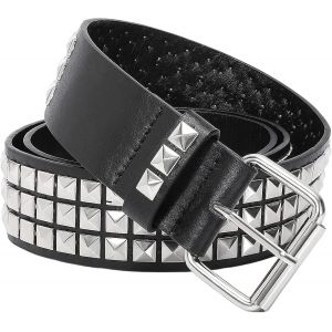 Cauc-Ceinture Clout&eacute;e En Cuir Et M&eacute;tal - Ceinture Punk Rock &Agrave; Rivets Pour Homme/Femme - Ceinture Gothique - Accessoire Pour Pantalon En Jean, Elle Est Noire., Umtauschcode - Neuf