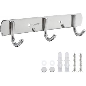 Barre de crochets avec 3 crochets en acier inoxydable, antirouille, crochets pour v&ecirc;tements, crochets pour serviettes pour la chambre, l&iquest;armoire, la salle de bain, la cuisine - Neuf