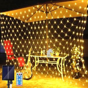 KAL-Filet Lumineux Solaire, 2 X 3M Led Guirlande Lumineuses Filet 8 Modes 192 Led Guirlande Lumineuse Avec Telecommande Étanche Filet Lumineux Pour Jardin Noël Décoration De Fête De Mariage - Neuf
