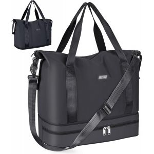 KALANKA-Sac de Voyage 36L Weekend Sac à bandoulière, Sac de Sport Séparé Sec et Humide Sac de Course Imperméable pour Femme Homme Sport Gym Weekender Sac Fourre-Tout Sac d'Hôpital - Neuf