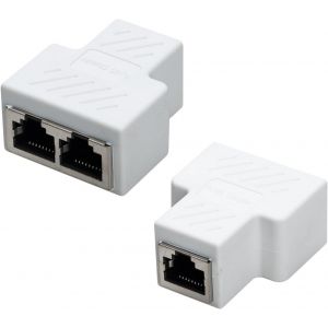 KALANKA-connecteur de Femme à Femme fendeuse rj45 réseau Femmes pour 1 à 2 Port Cat 5 / Cat 6 LAN câble Double connecteur Adaptateur Prise (2Pcs, Blanc) - Neuf